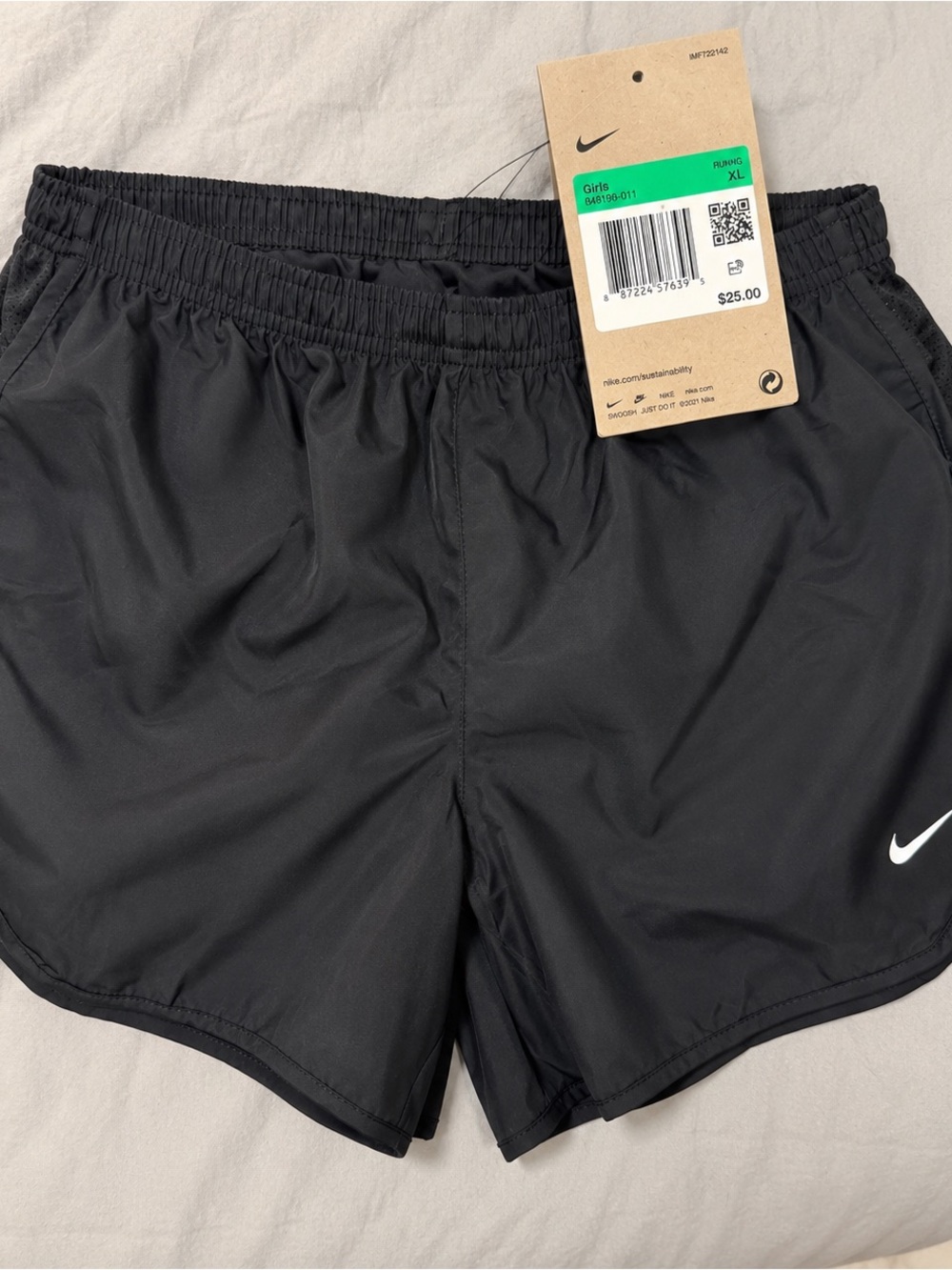 Nike Black Girls' Athletic Running Shorts with Swoosh